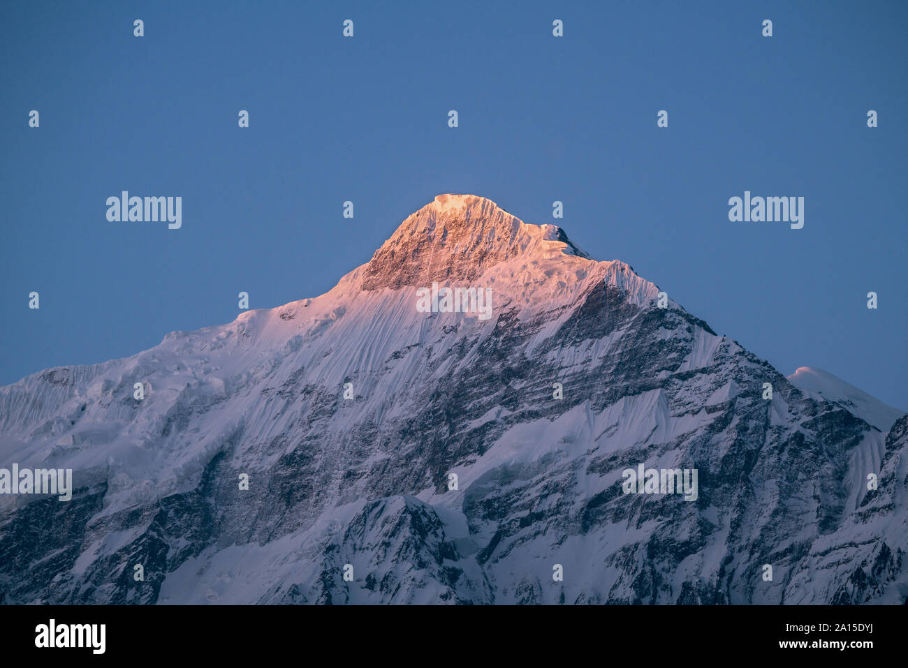 Mount Nilgiri bei Sonnenaufgang, Mustang, Nepal Stockfoto