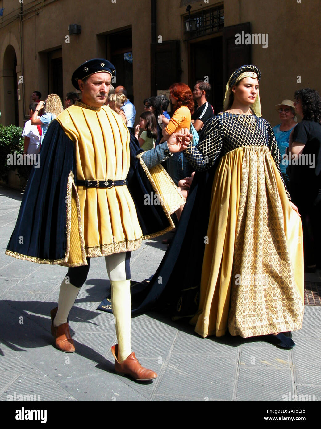 Pienza (Siena)/Italien - September 15, 2008: Mittelalterliche Sarazenen Joust, Giostra del Saracino. Die traditionelle Parade in der mittelalterlichen Kostüm Stockfoto