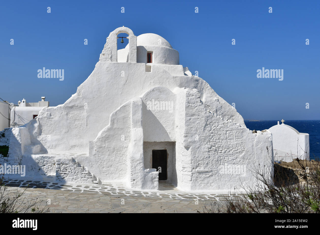 Griechenland, Kykladen, Mykonos: Kirche Panagia Paraportiani Stockfoto