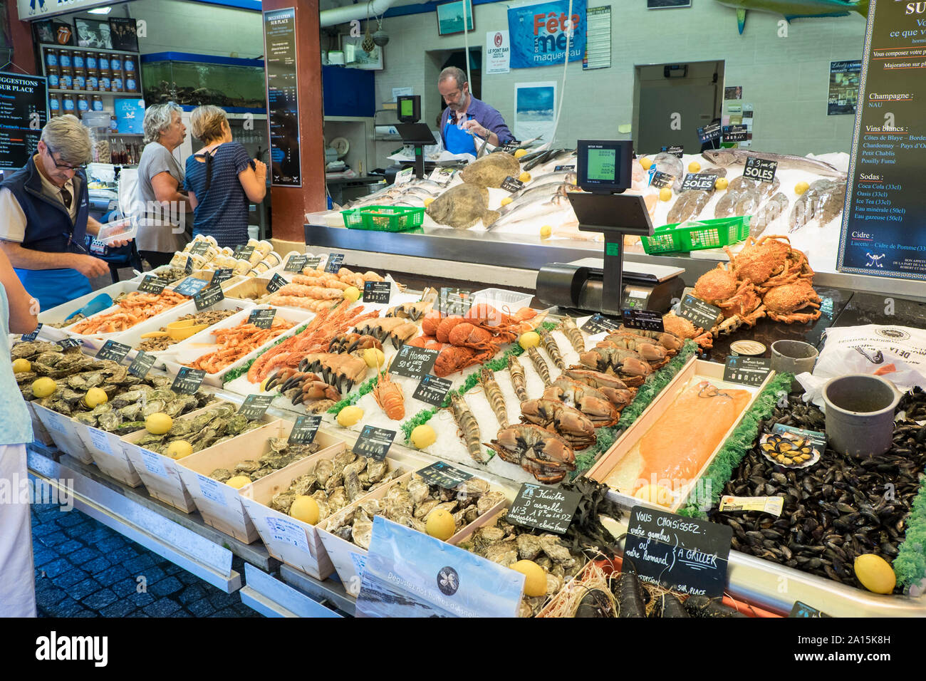 Trouville-sur-Mer (Normandie, Frankreich): der fischmarkt. Fisch Abschaltdruck Stockfoto