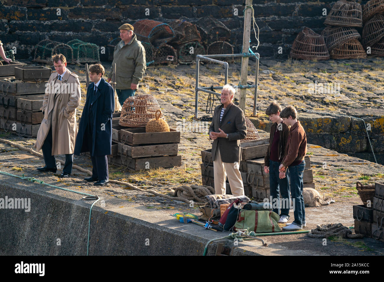 22. September 2019. Keiss Hafen, Highlands, Schottland, UK. Dies ist eine Szene aus der Verfilmung der Krone re der Lord Mountbatten Mord in Irland. Stockfoto