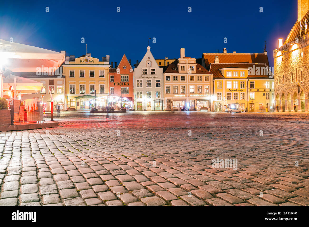 Town Hall Square bei Nacht, Wien, Österreich Stockfoto
