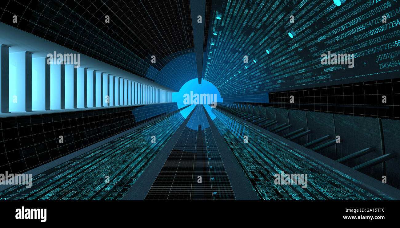 Digital Tunnel, 3D-Darstellung Stockfoto