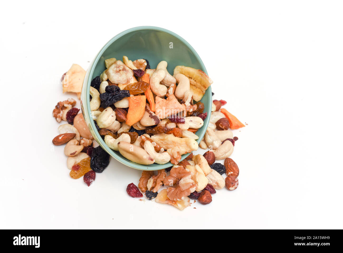 Gesunde Snack Food trail Mix aus gemischte Nüsse und getrocknete Früchte Stockfoto