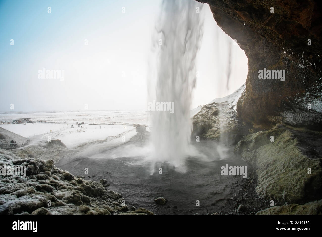 Island, South Island, der Wasserfall Seljalandsfoss Stockfoto