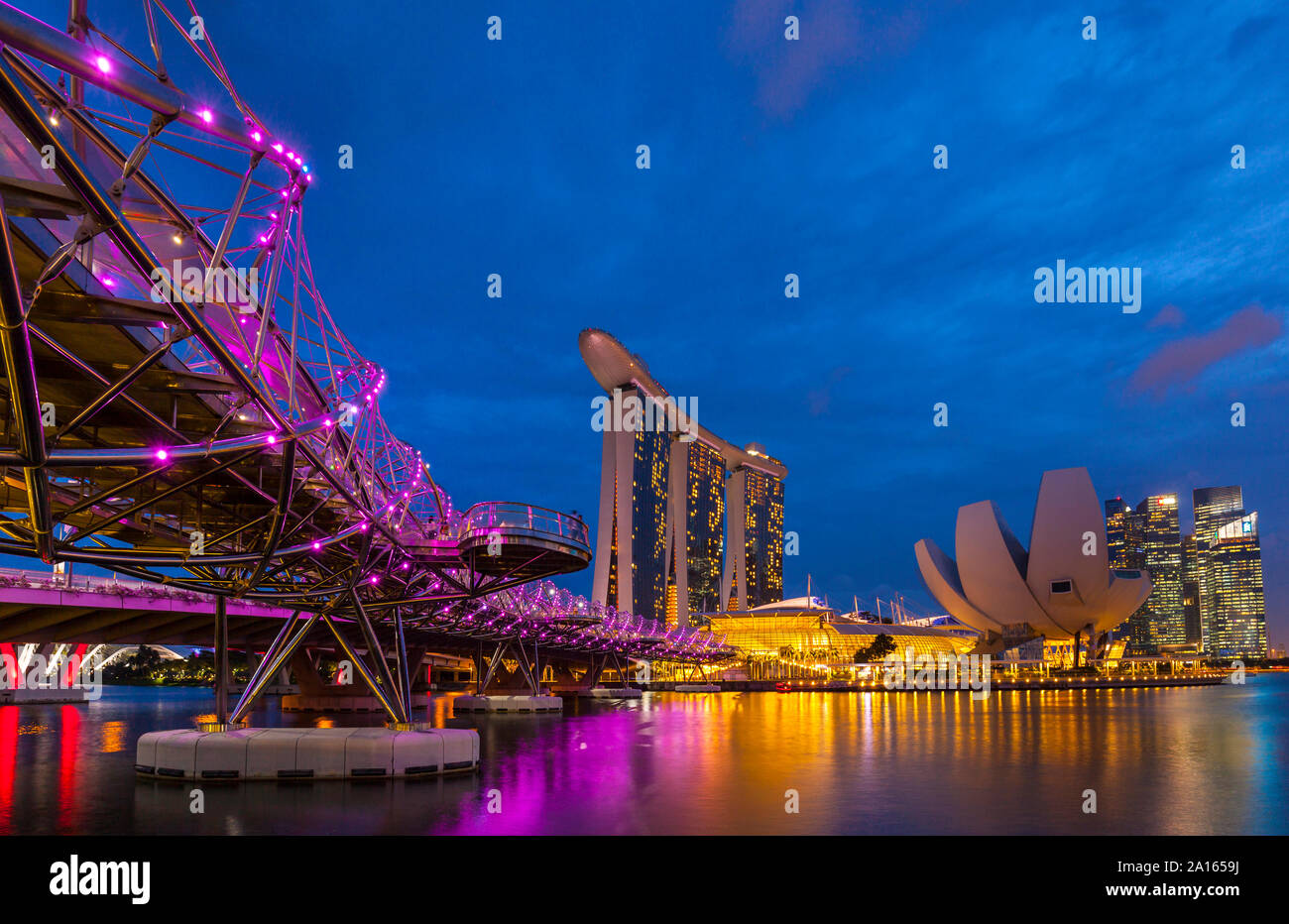 Skyline von Singapur mit Marina Bay, Singapore Stockfoto
