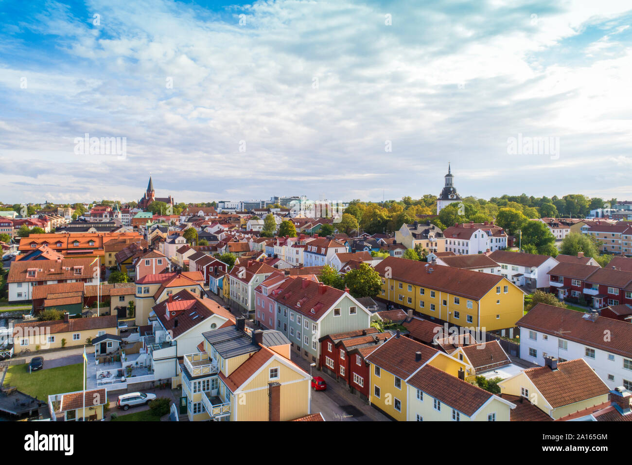 Die Vew der alten Stadt im Sommer, Västervik, Kalmar, Schweden Stockfoto
