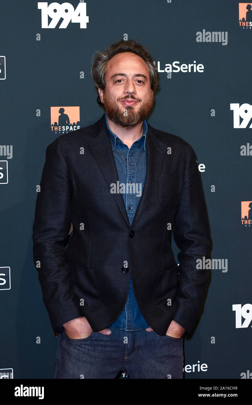 Italien, Rom, 24. September 2019: der italienische Regisseur Giuseppe Gagliardi das fotoshooting von Sky-TV-Serie "1994" Foto © Fabio Mazzarella/Sintesi/besucht Stockfoto