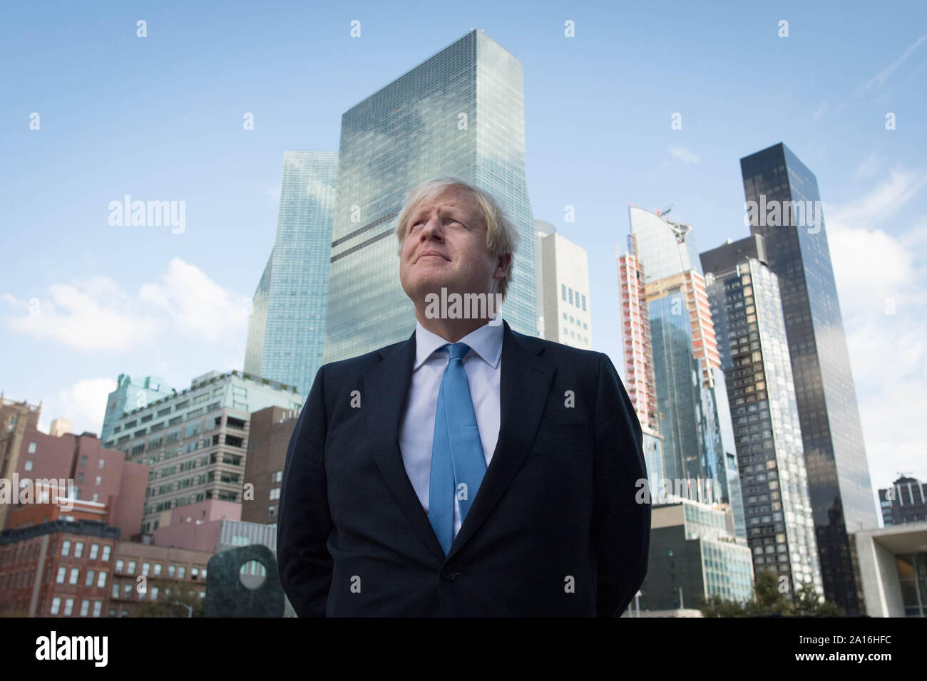 Premierminister Boris Johnson in New York, wo er an der 74. Tagung der Generalversammlung der Vereinten Nationen ist. Stockfoto