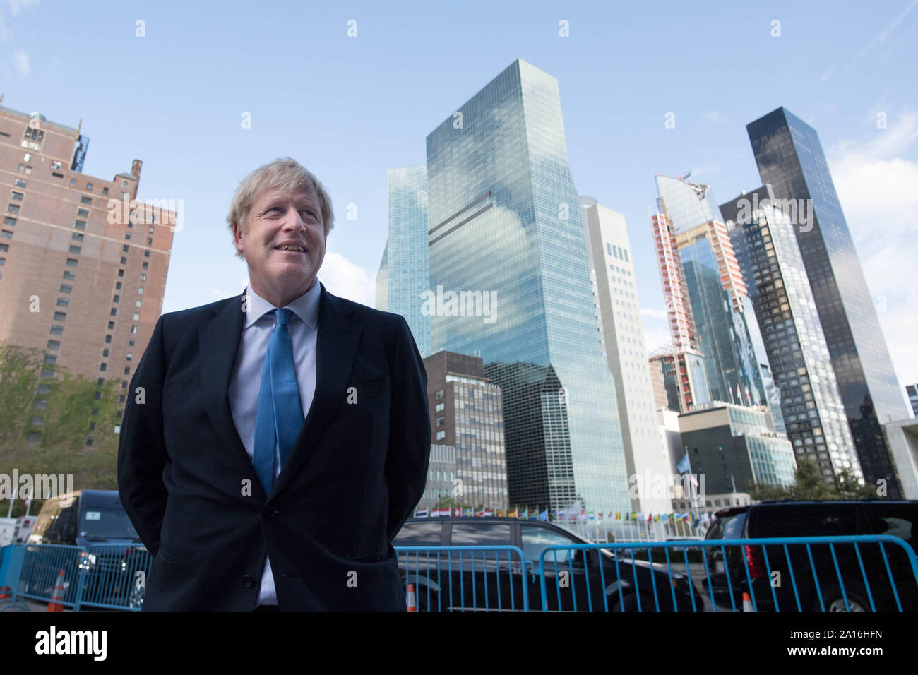 Premierminister Boris Johnson in New York, wo er an der 74. Tagung der Generalversammlung der Vereinten Nationen ist. Stockfoto