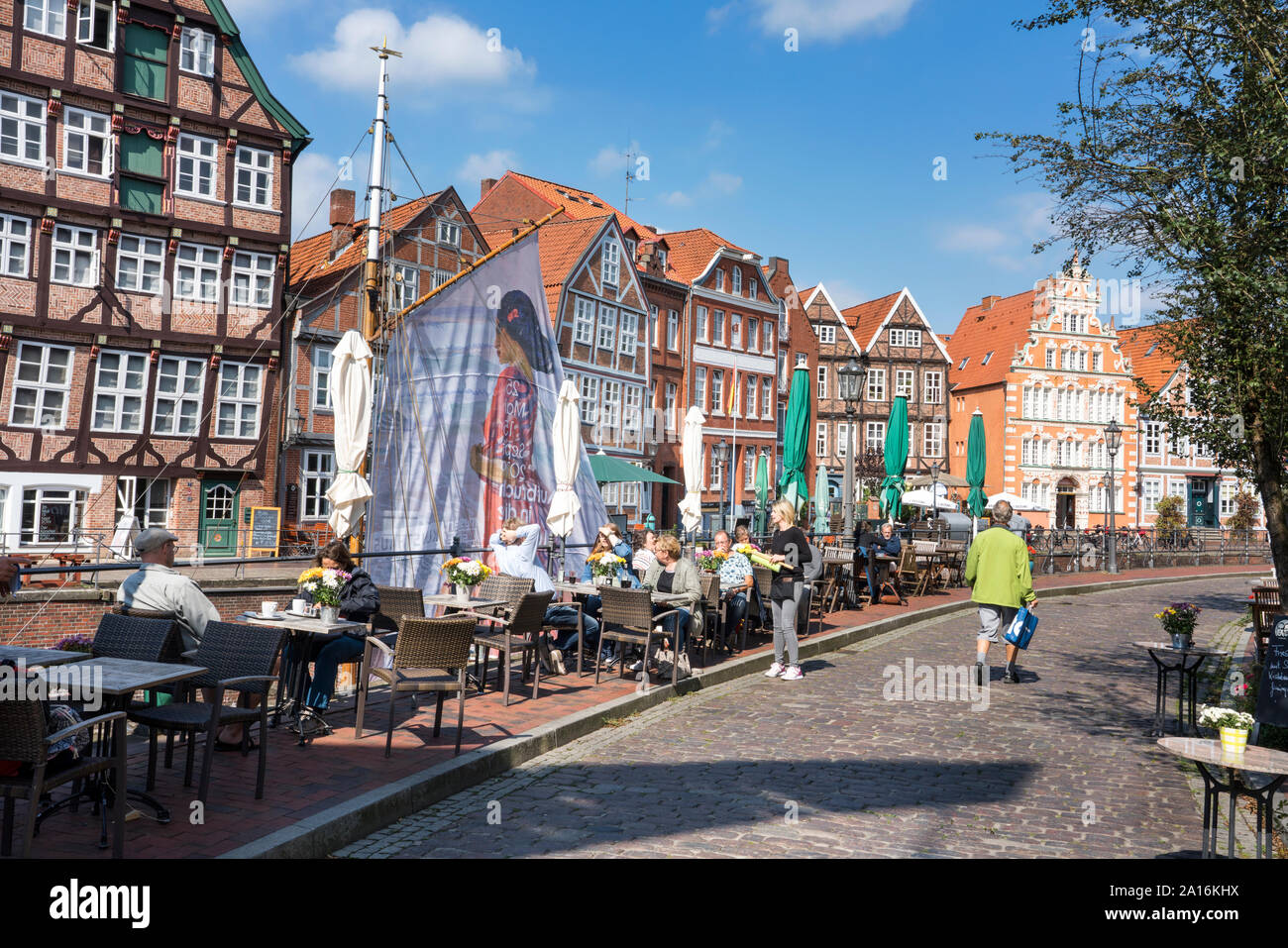 Fachwerkhäuser in der alten Hansestadt Hafen, Stade, Niedersachsen, Deutschland, Europa Stockfoto