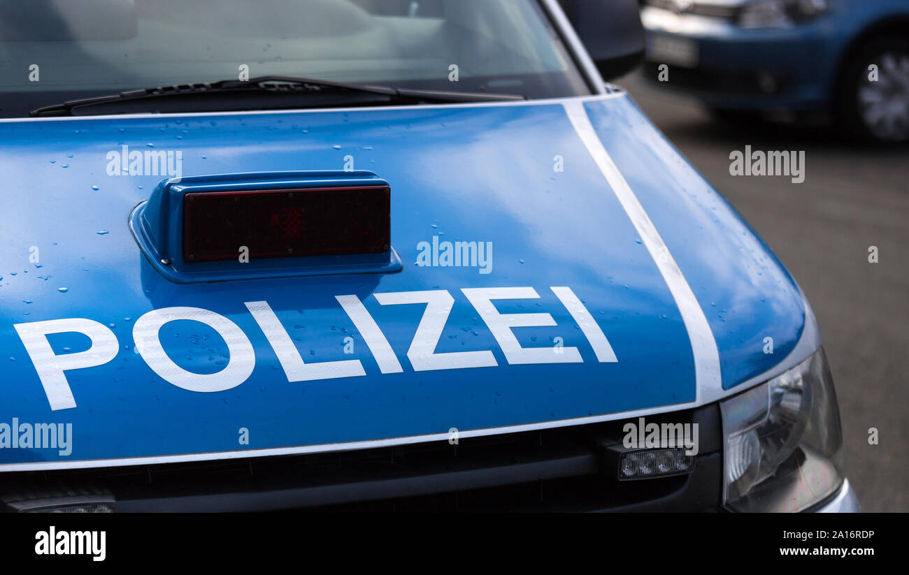 Deutsche Polizei Auto close up Stockfoto