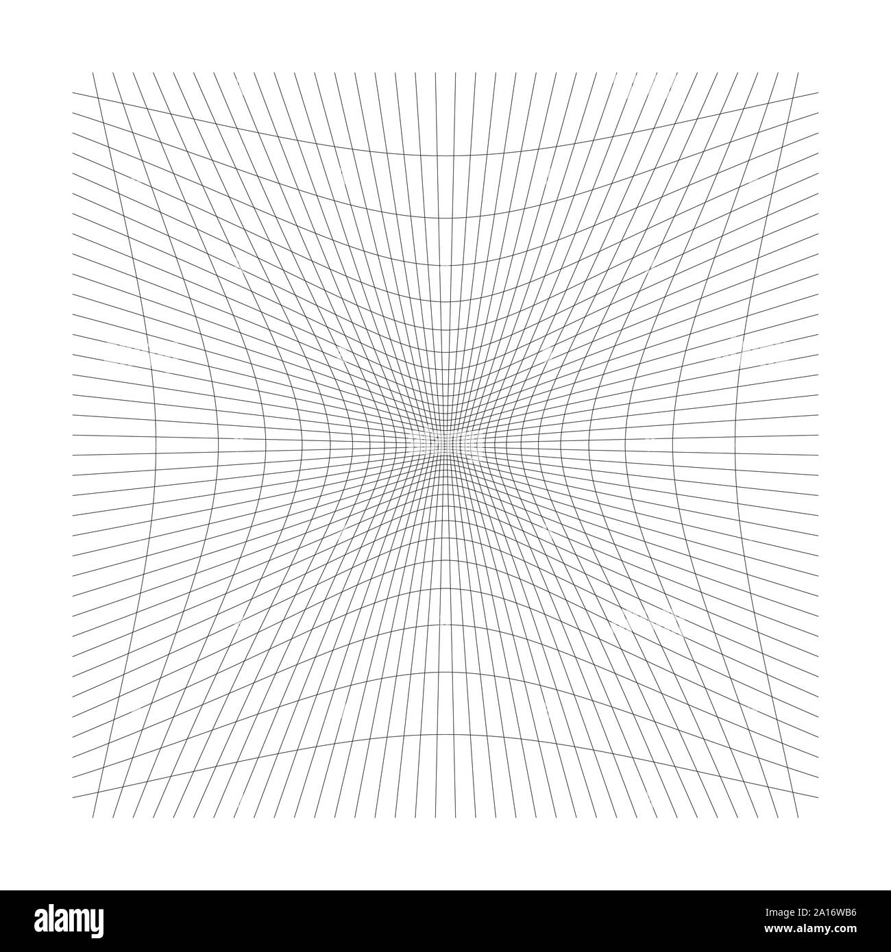 Nach innen, Aussparung geschwungene Linien Raster, Gitter. Neigung komprimieren Hohl, Gedankenstrich, dent Verzerrung. Kompression, Depression negative space Muster. Warp, verformen Stock Vektor
