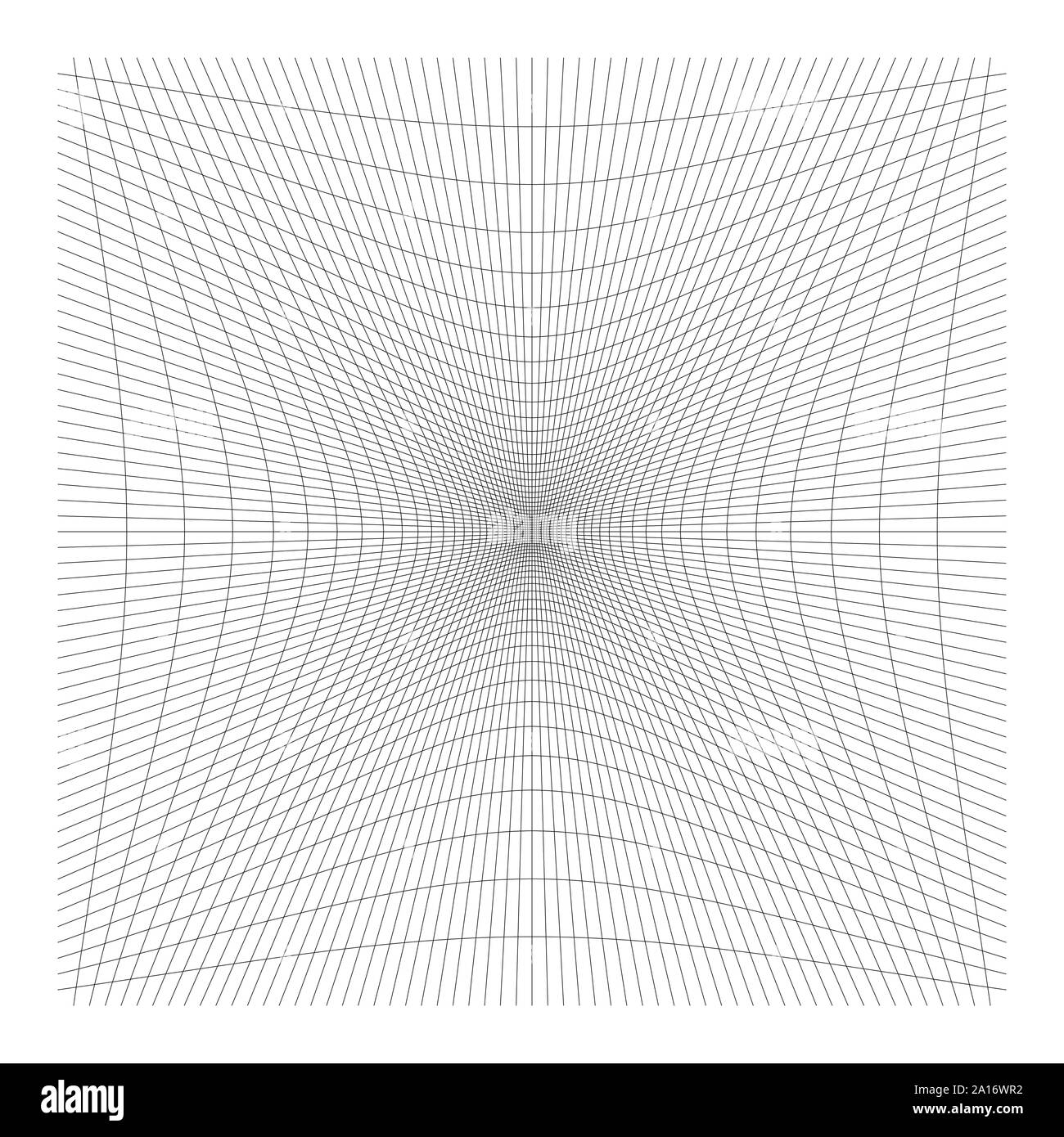 Nach innen, Aussparung geschwungene Linien Raster, Gitter. Neigung komprimieren Hohl, Gedankenstrich, dent Verzerrung. Kompression, Depression negative space Muster. Warp, verformen Stock Vektor