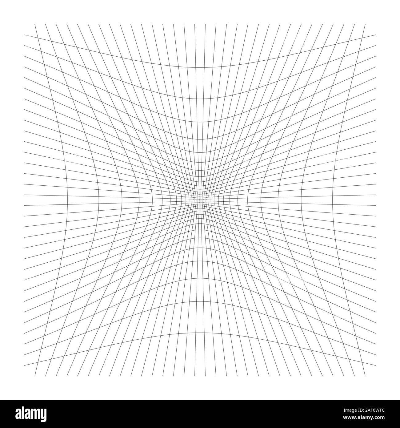 Nach innen, Aussparung geschwungene Linien Raster, Gitter. Neigung komprimieren Hohl, Gedankenstrich, dent Verzerrung. Kompression, Depression negative space Muster. Warp, verformen Stock Vektor