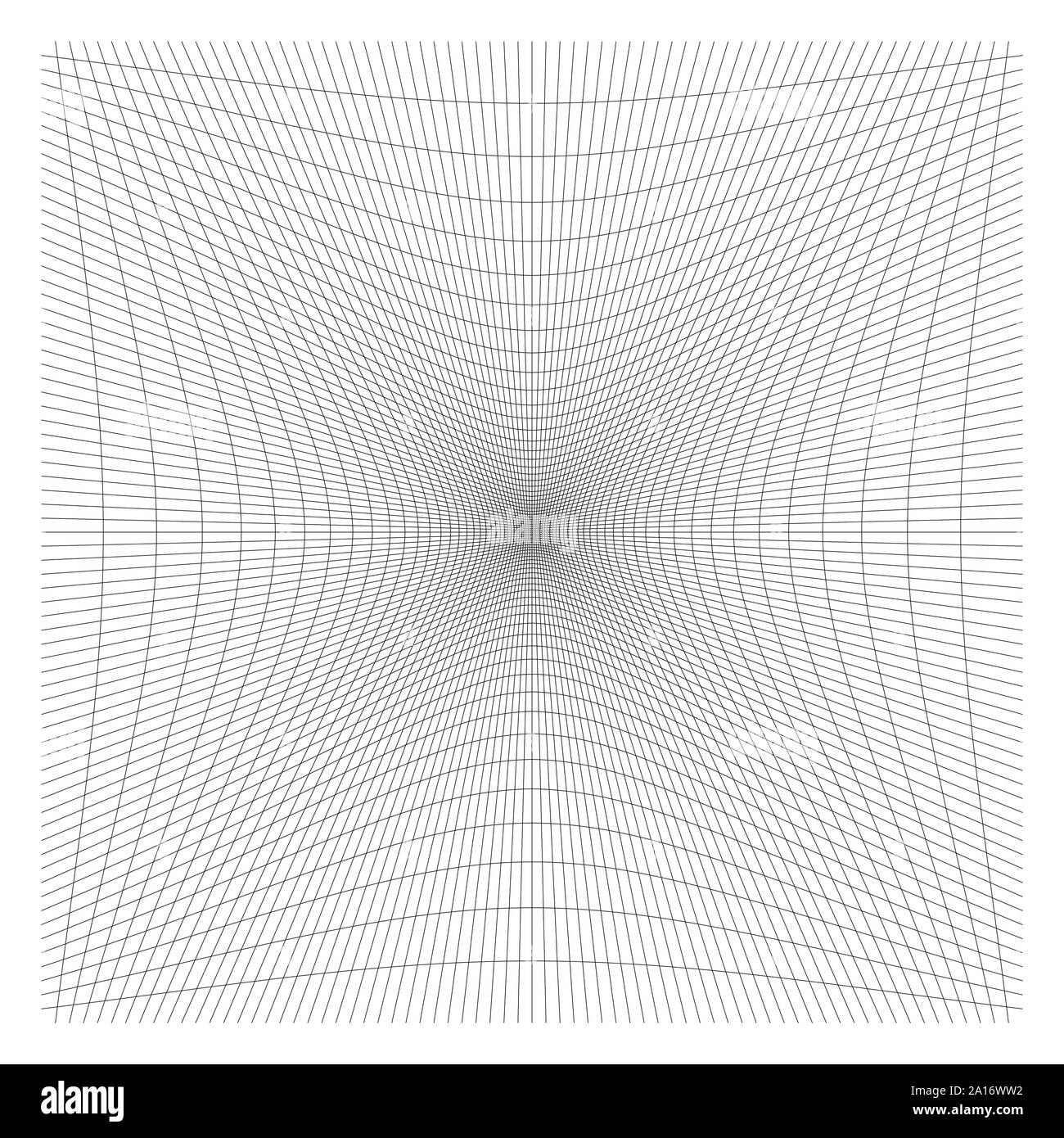 Nach innen, Aussparung geschwungene Linien Raster, Gitter. Neigung komprimieren Hohl, Gedankenstrich, dent Verzerrung. Kompression, Depression negative space Muster. Warp, verformen Stock Vektor