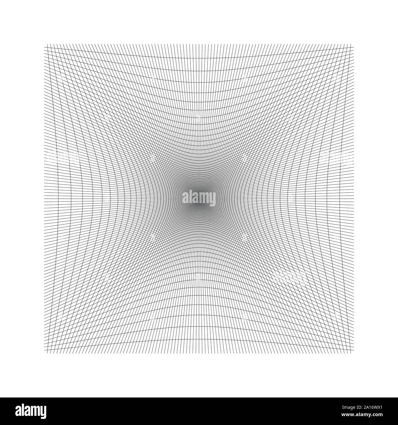 Nach innen, Aussparung geschwungene Linien Raster, Gitter. Neigung komprimieren Hohl, Gedankenstrich, dent Verzerrung. Kompression, Depression negative space Muster. Warp, verformen Stock Vektor
