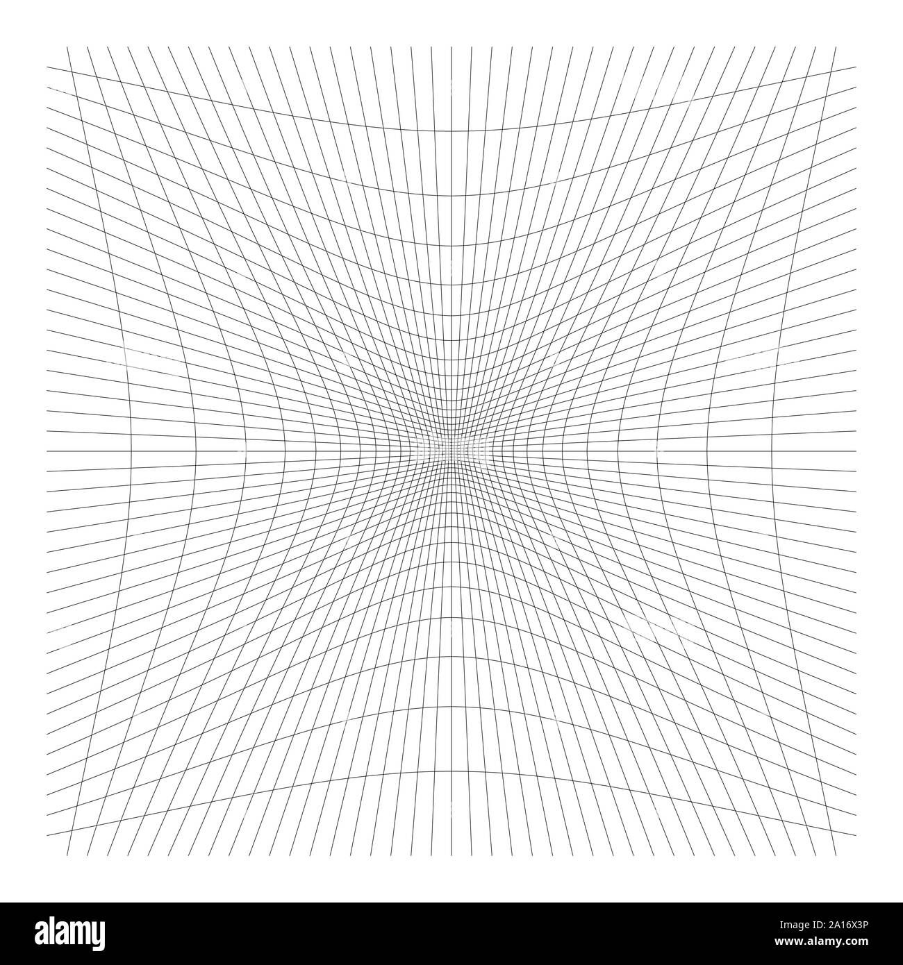 Nach innen, Aussparung geschwungene Linien Raster, Gitter. Neigung komprimieren Hohl, Gedankenstrich, dent Verzerrung. Kompression, Depression negative space Muster. Warp, verformen Stock Vektor