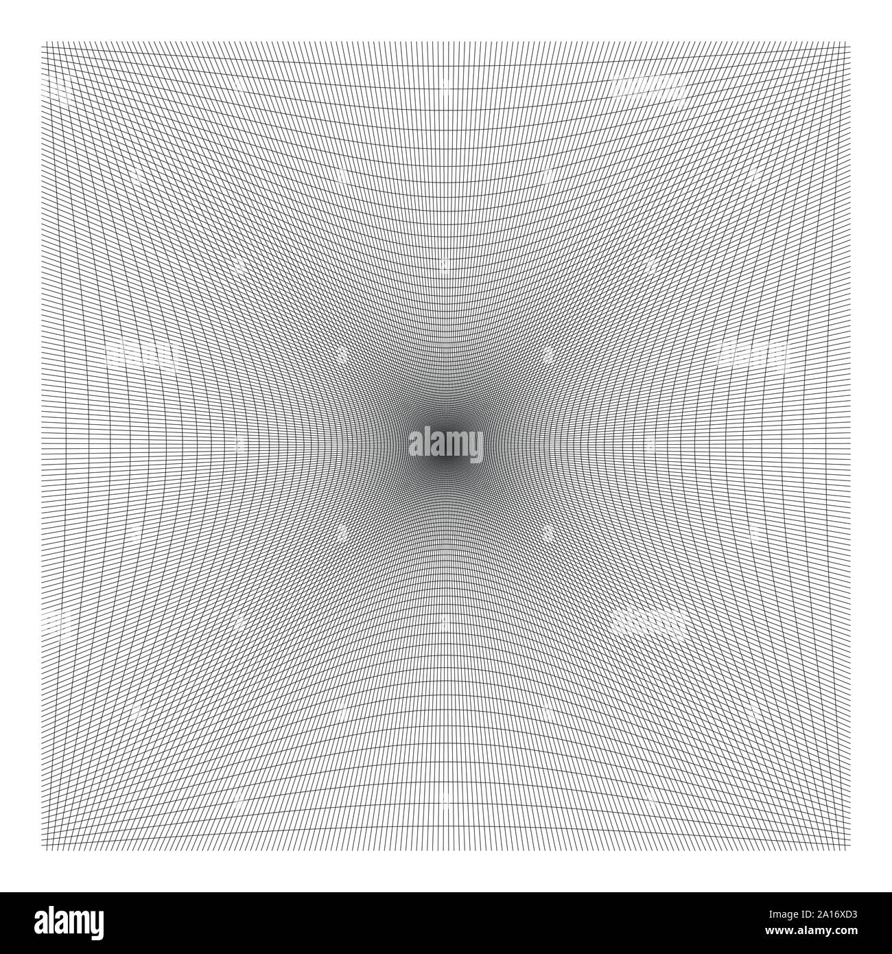 Nach innen, Aussparung geschwungene Linien Raster, Gitter. Neigung komprimieren Hohl, Gedankenstrich, dent Verzerrung. Kompression, Depression negative space Muster. Warp, verformen Stock Vektor