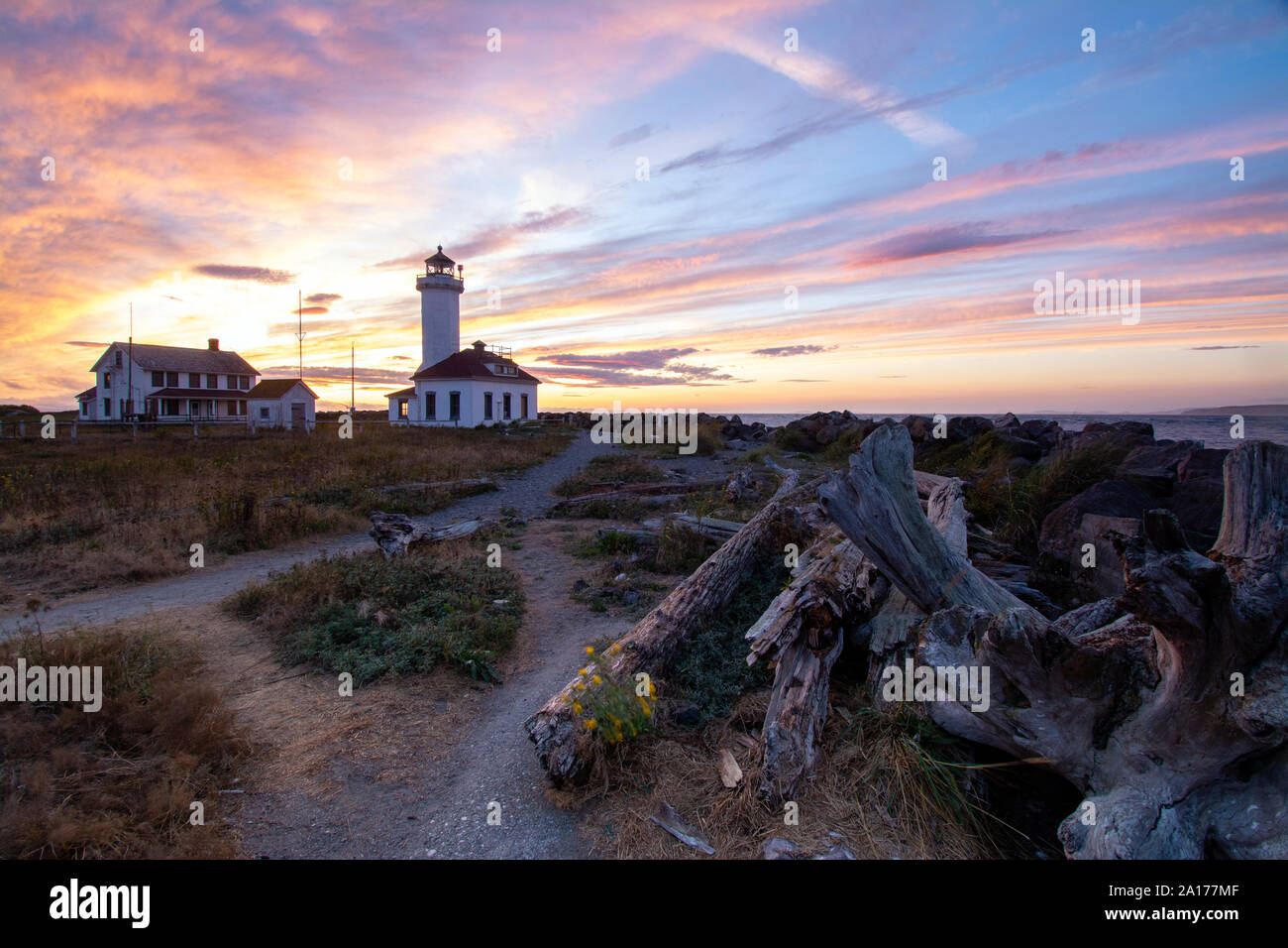 Zeigen Sie Wilson Lighthouse in der Nähe von Port Townsend, Washington Stockfoto
