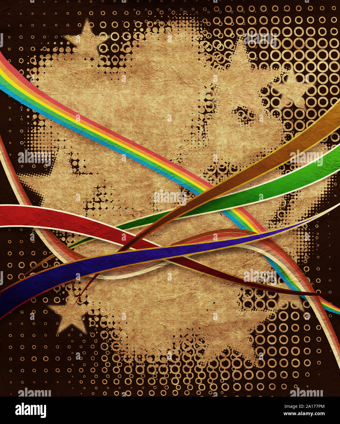 Abbildung: Retro grunge Hintergrund mit bunten Linien. Stockfoto