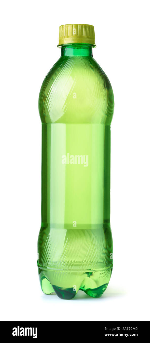 Vorderansicht des grünen Tee Flasche isoliert auf weißem Stockfoto