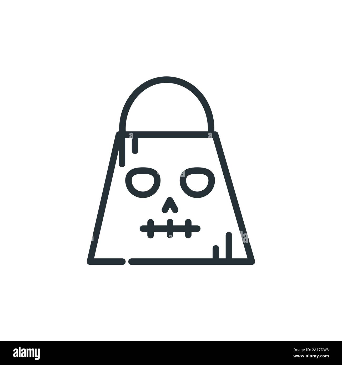 Beutel Kürbis Trick oder happy halloween Vektor-illustration Linienstil behandeln Stock Vektor