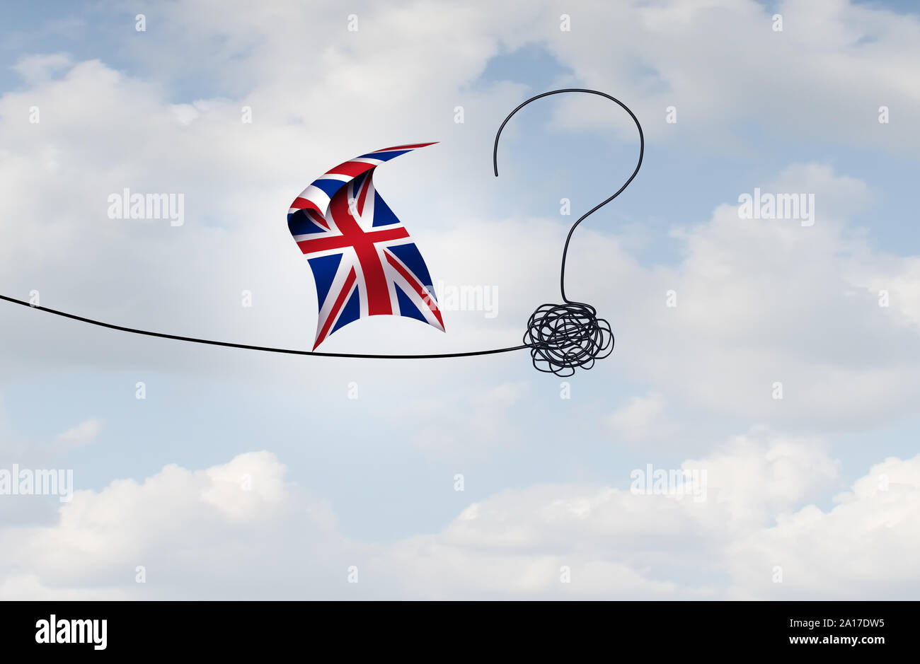 Britische politische Unsicherheit aufgrund einer verwirrt Pfad für eine brexit Deal in eine 3D-Abbildung Stil. Stockfoto