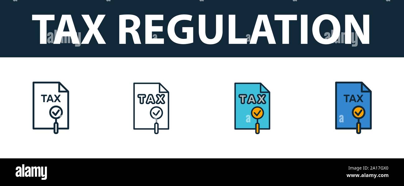 Steuervorschriften Icon Set. Premium Symbol in verschiedenen Stilen von fintech Technologie icons Collection. Kreative steuer Verordnung Symbol, Umriss Stock Vektor