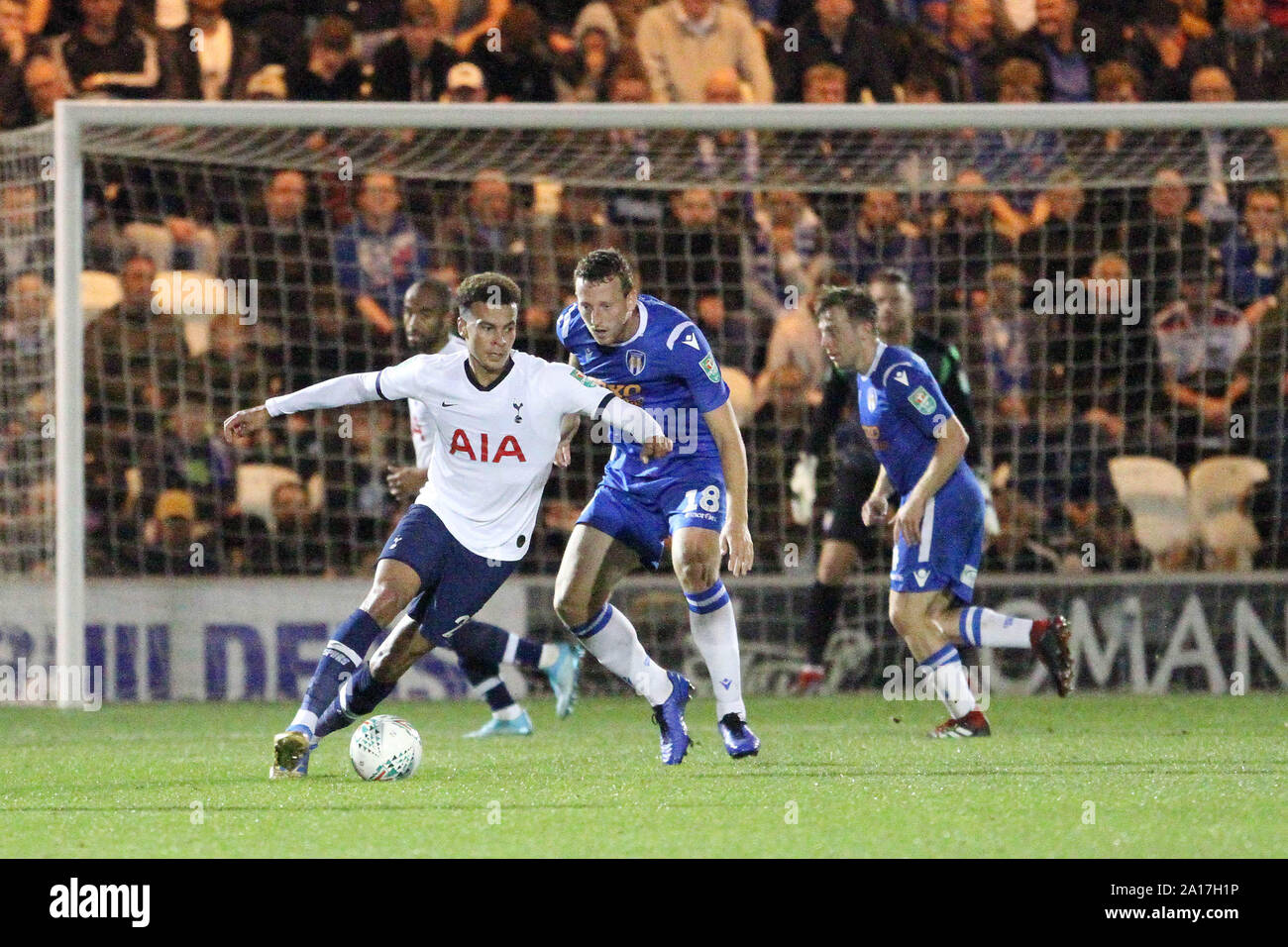 Colchester, Großbritannien. 24 Sep, 2019. Dele Alli von Tottenham Hotspur während der carabao Cup dritten Runde zwischen Colchester United und Tottenham Hotspur bei Weston Wohnungen Gemeinschaft Stadium am 24. September 2019 in Colchester, England. (Foto von Mick Kearns/phcimages.com) Credit: PHC Images/Alamy leben Nachrichten Stockfoto