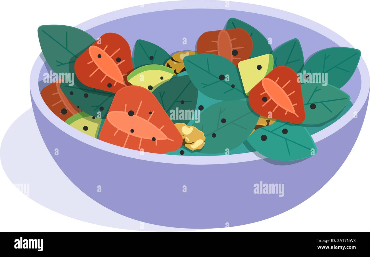 Obst Salat. flachbild Vector Illustration. Konzept der gesunden Ernährung Stock Vektor