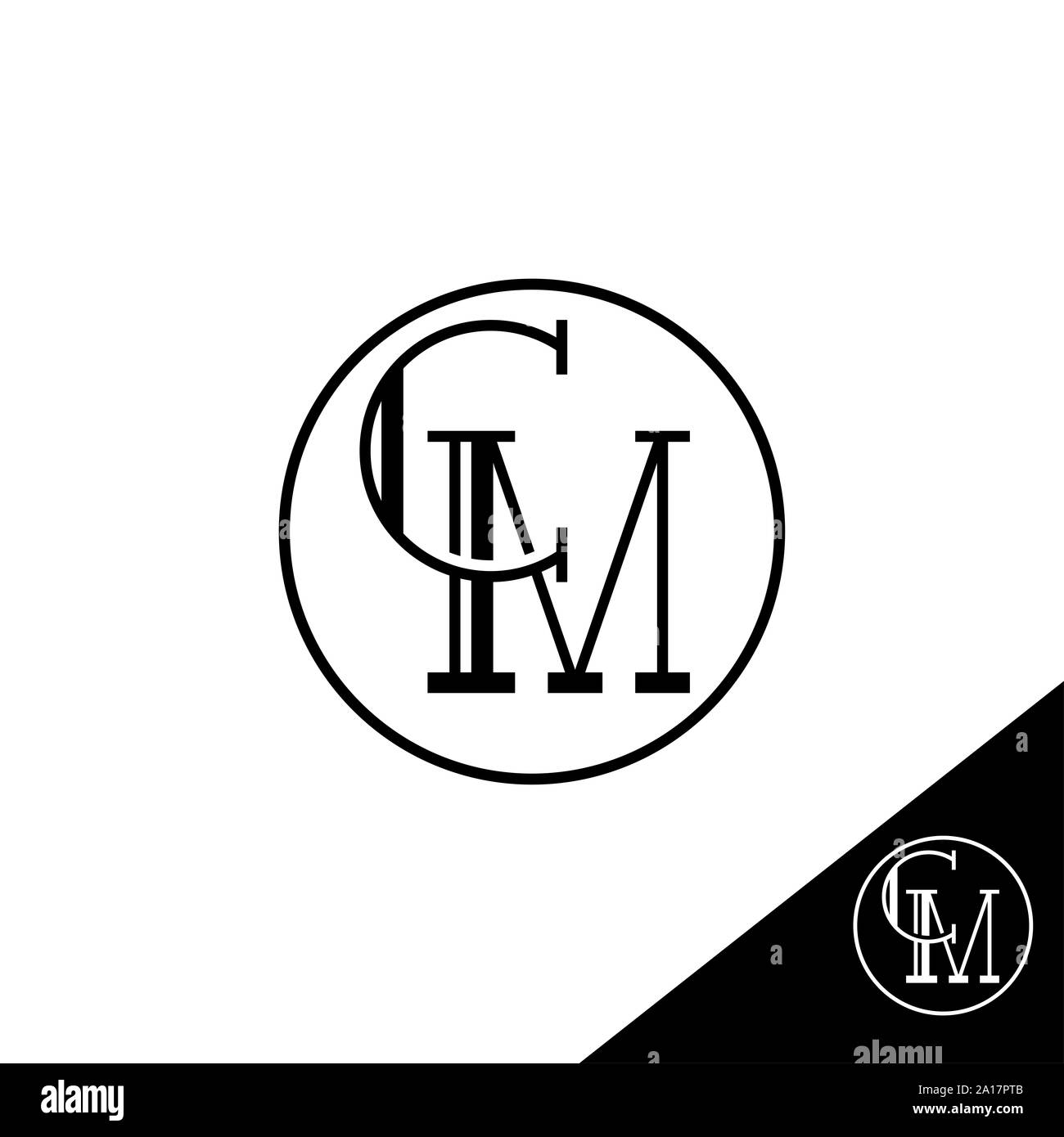 Kreative moderne elegante trendige einzigartige künstlerische CM erste basierte schreiben Symbol logo, CM schreiben Vector Logo, CM Brief Logo Design mit runden Formen, logo Stockfoto