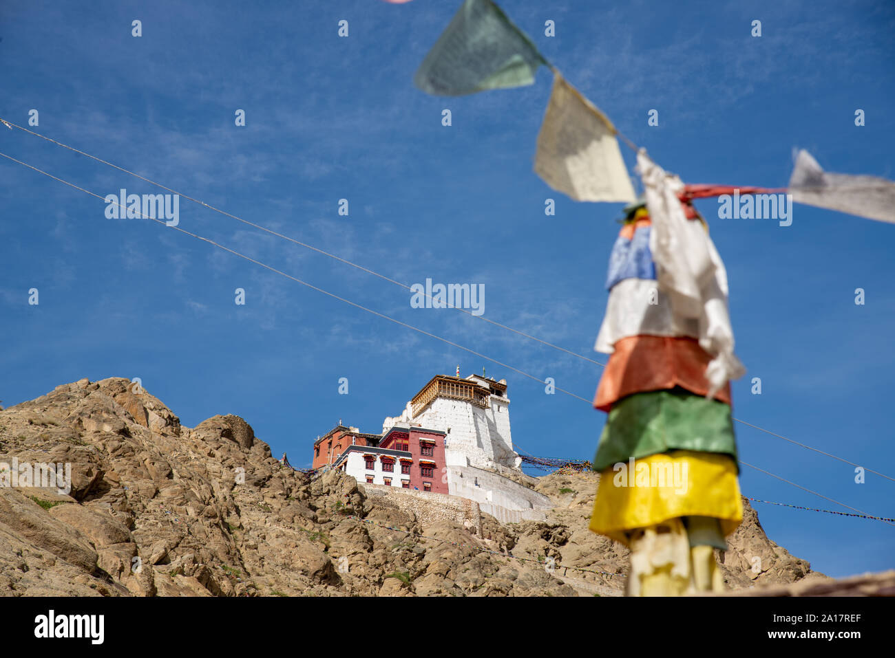 Blick auf tsemo Maitreya Tempel in Leh, Ladakh, Indien Stockfoto