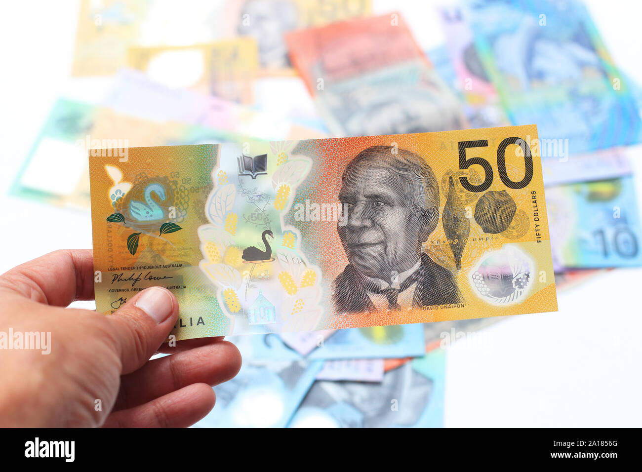 50 australische Dollar, 50 $ Währung beachten Stockfoto