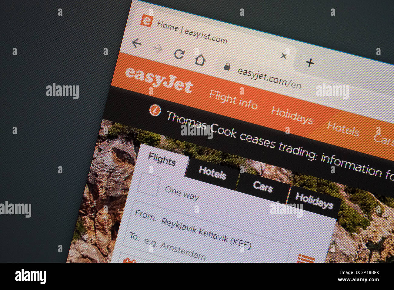 Easyjet airline Online Flugbuchung Bildschirm Stockfoto