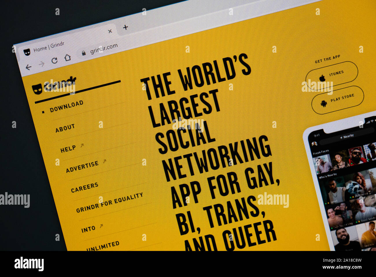 Grindr website online dating für Gay bi Trans und queer Stockfoto