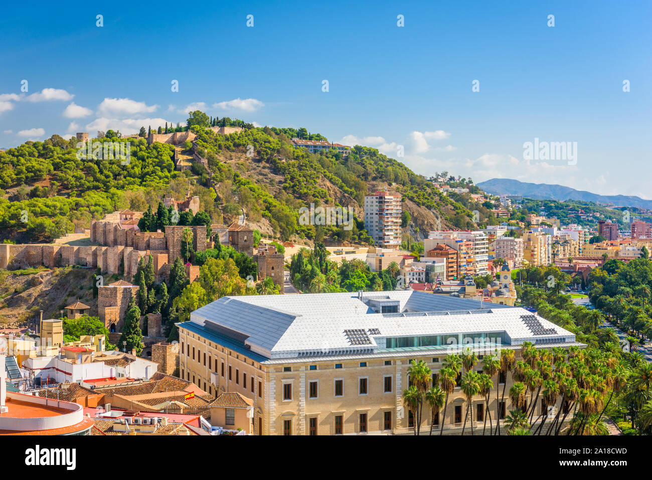 Malaga, Spanien Stadtbild und die Alcazaba in den Tag. Stockfoto