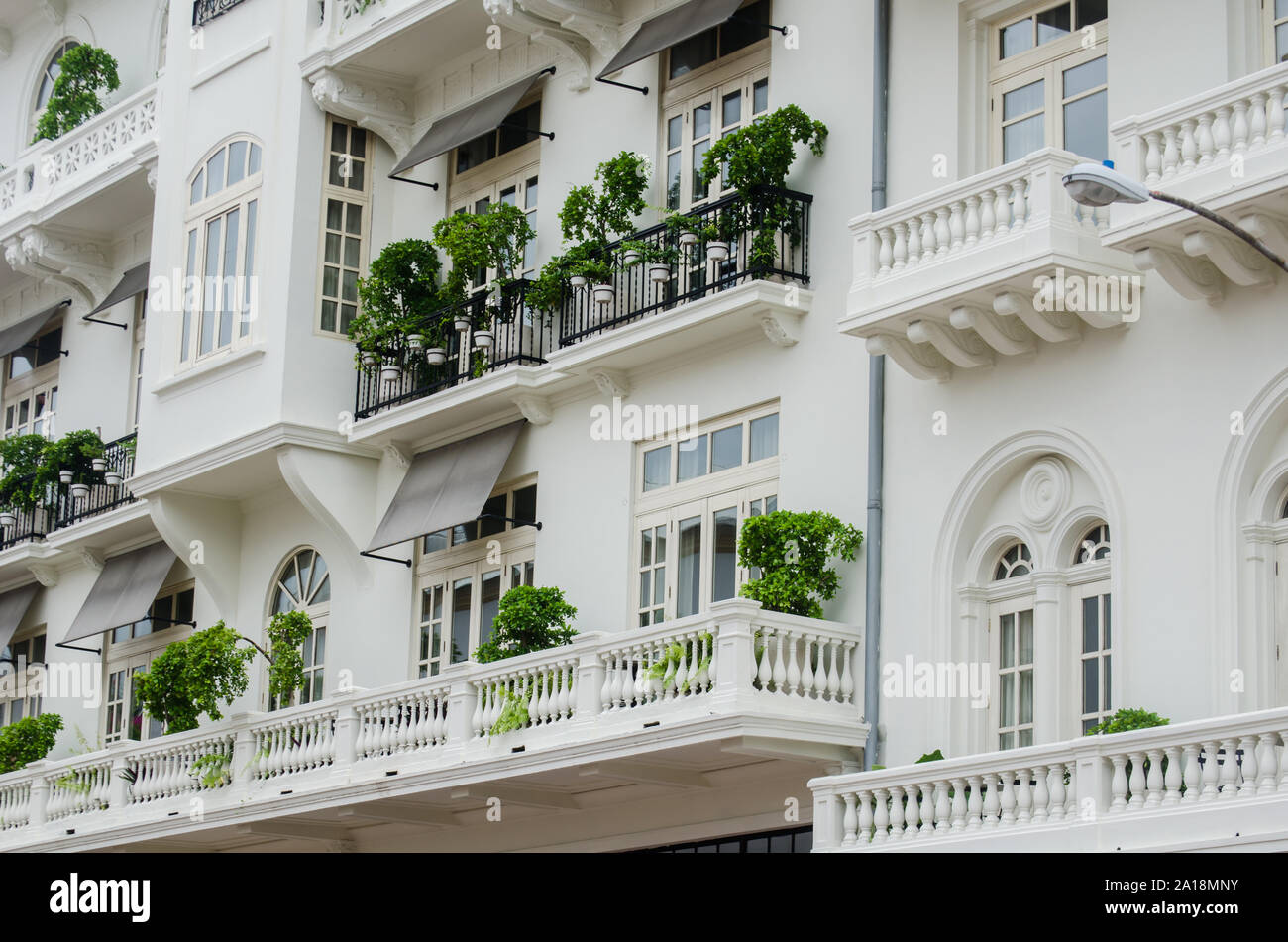 Charmante Balkons von Casco Viejo in Panama City Stockfoto