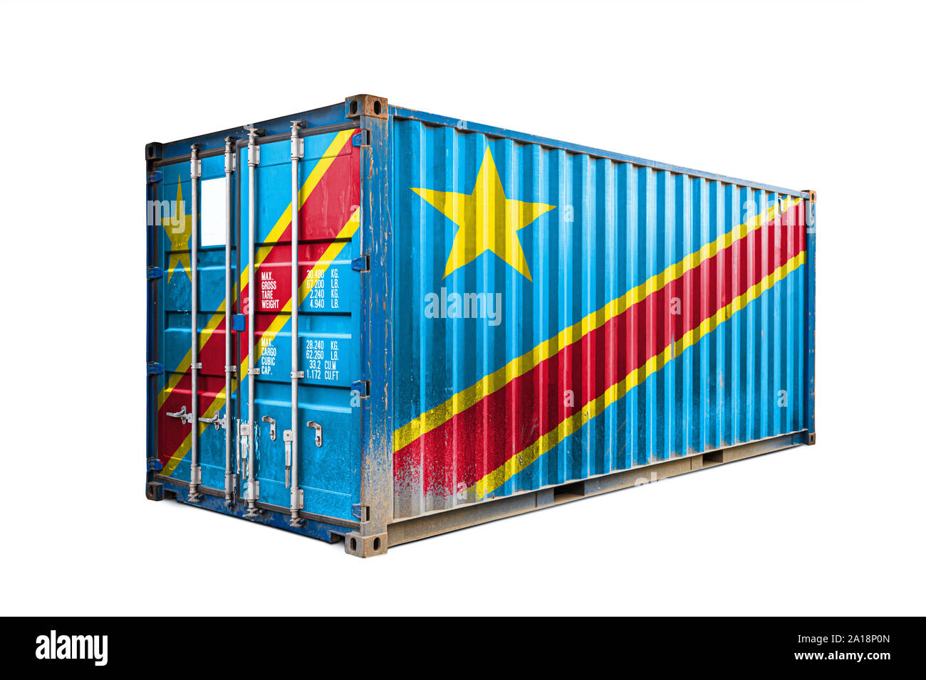 Das Konzept der Demokratischen Republik Kongo Export - Import, Container Transport und die Lieferung von Waren. Der Transport der Container mit Stockfoto