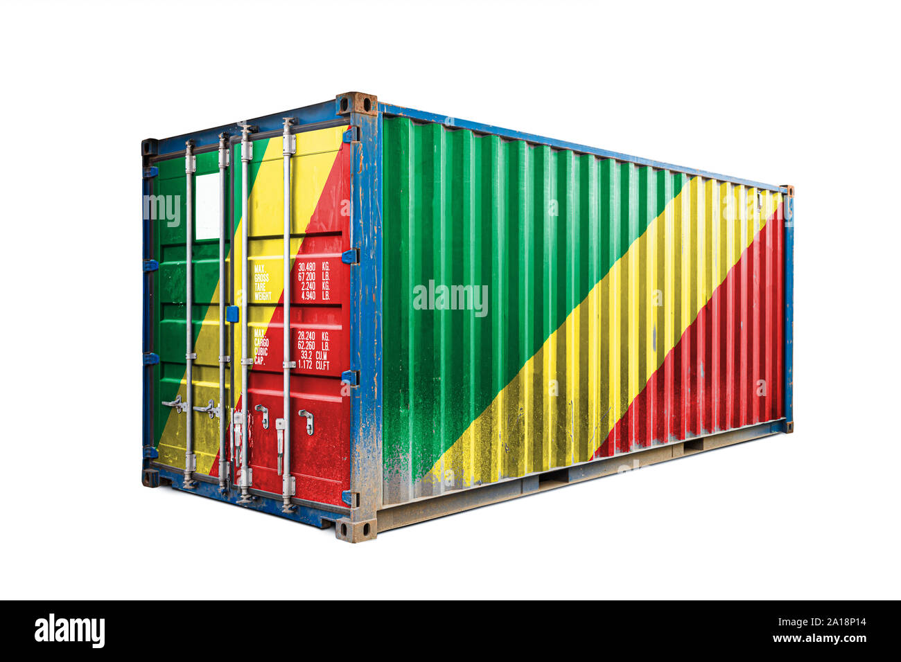 Das Konzept der Republik Kongo Export - Import, Container Transport und die Lieferung von Waren. Der Transport der Container mit den natio Stockfoto