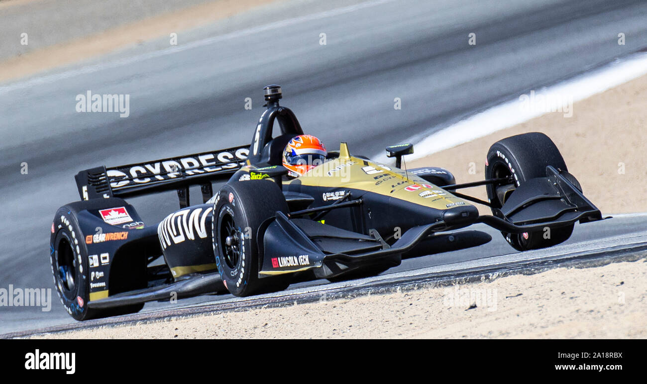 Monterey, CA, USA. 22 Sep, 2019. A. Schmidt Peterson Motorsport Fahrer James Hinchcliffe (5) aus 5 drehen, während die Firestone Grand Prix von Monterey IndyCar Meisterschaft an Weathertech Raceway Laguna Seca in Monterey, CA Thurman James/CSM/Alamy leben Nachrichten Stockfoto