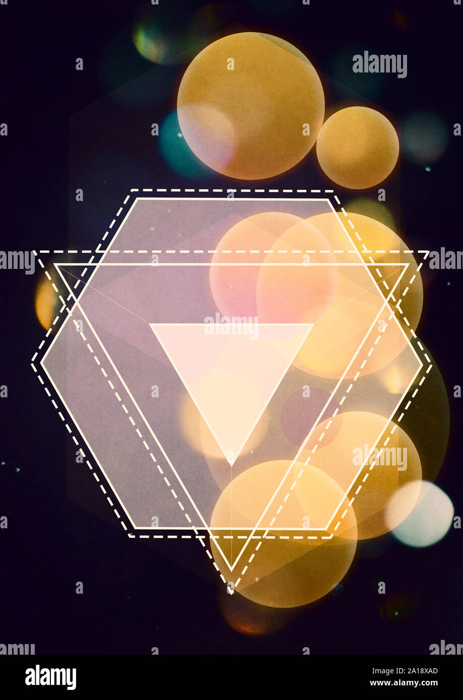 Vintage Style Hintergrund mit gelben Kreisen, bokeh Effect, grunge Papier Textur verwendet. Stockfoto