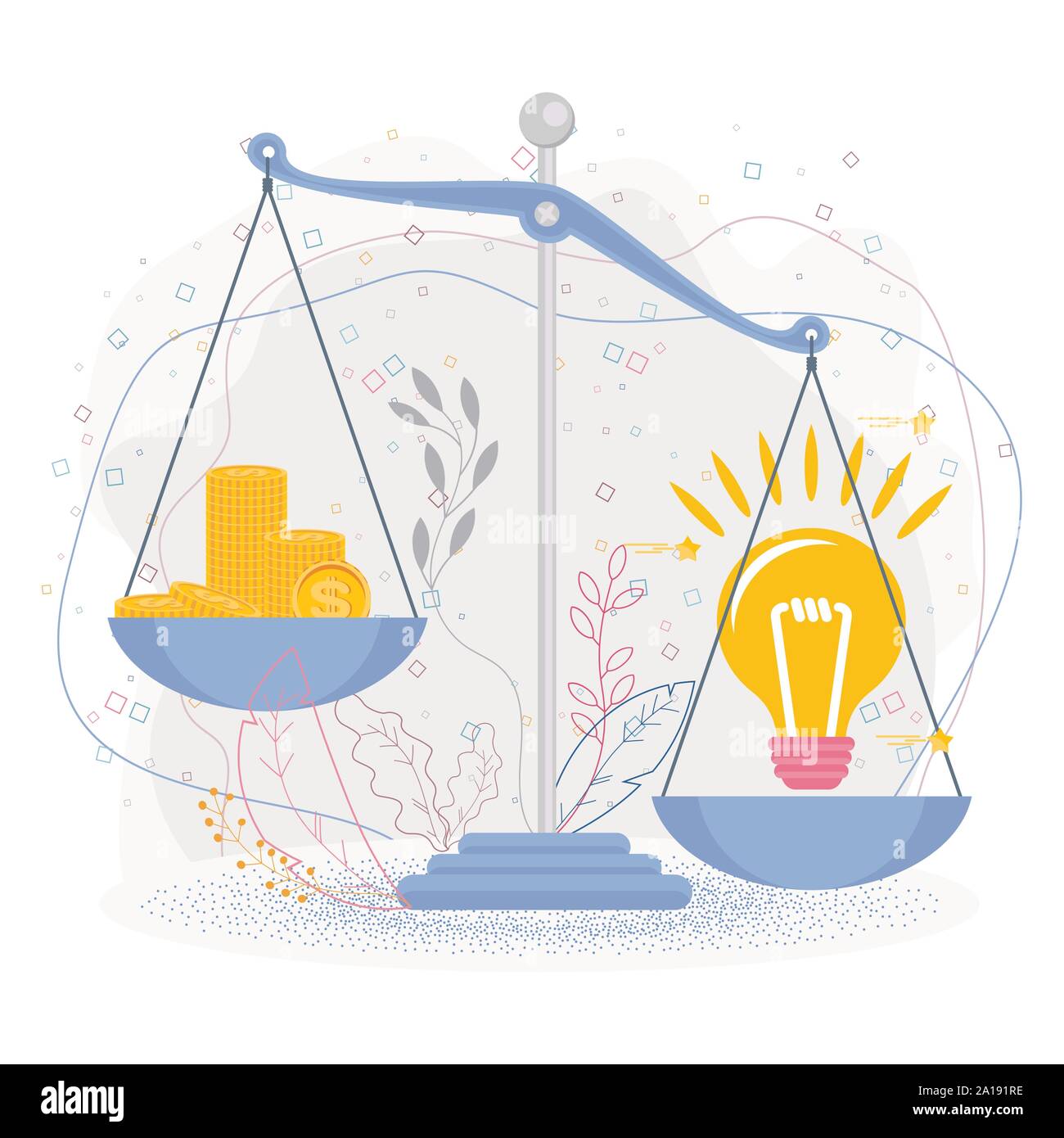 Idee ist teurer als Geld. Business Metapher. Stock Vektor