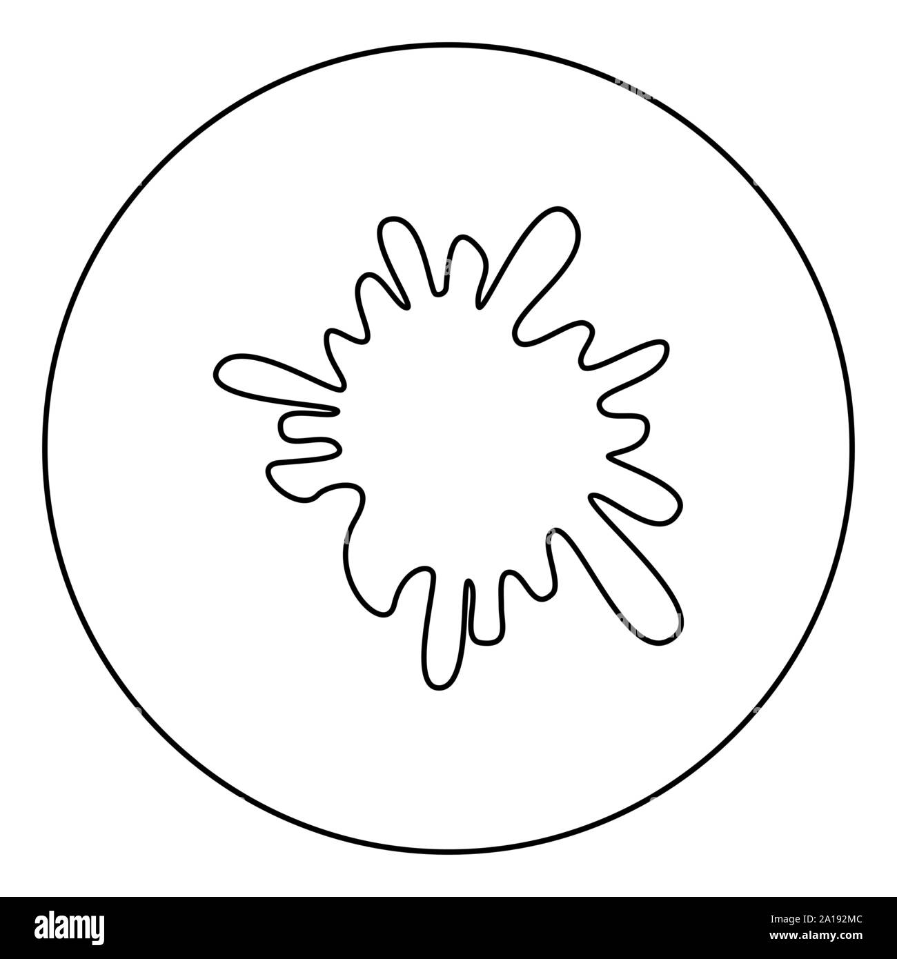 Blot Tintenfleck Farbe splash Symbol im Kreis runde Kontur schwarz Vector Illustration Flat Style simple Image Stock Vektor
