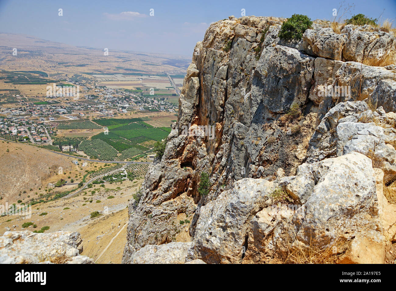Berg Arbel Naturpark und Nationalpark, Galiläa, Israel mit Blick auf die Jezreel Tal Stockfoto