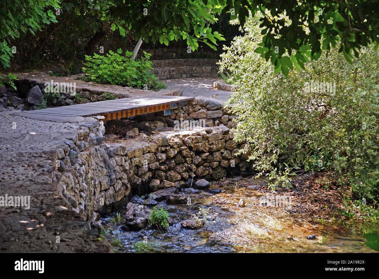 Das Gericht in der Pfanne und die Nymphen, 3. vorchristlichen Jahrhundert. Hermon Stream Naturschutzgebiet und Archäologischer Park (Banias) Golanhöhen Israel Stockfoto