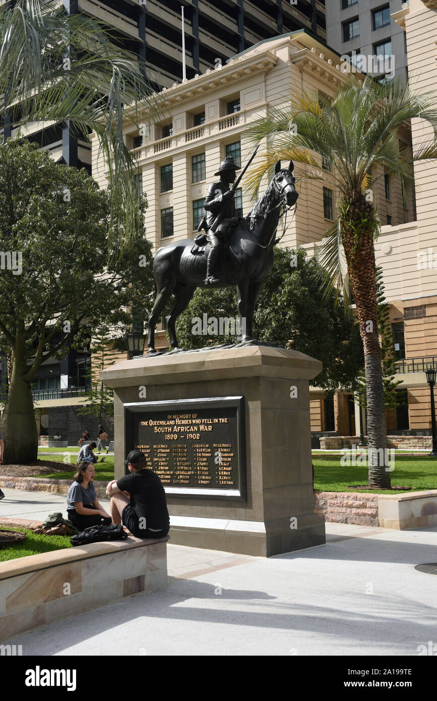 Brisbane, Australien: South African/Burenkrieg Statue in Anzac Square Stockfoto