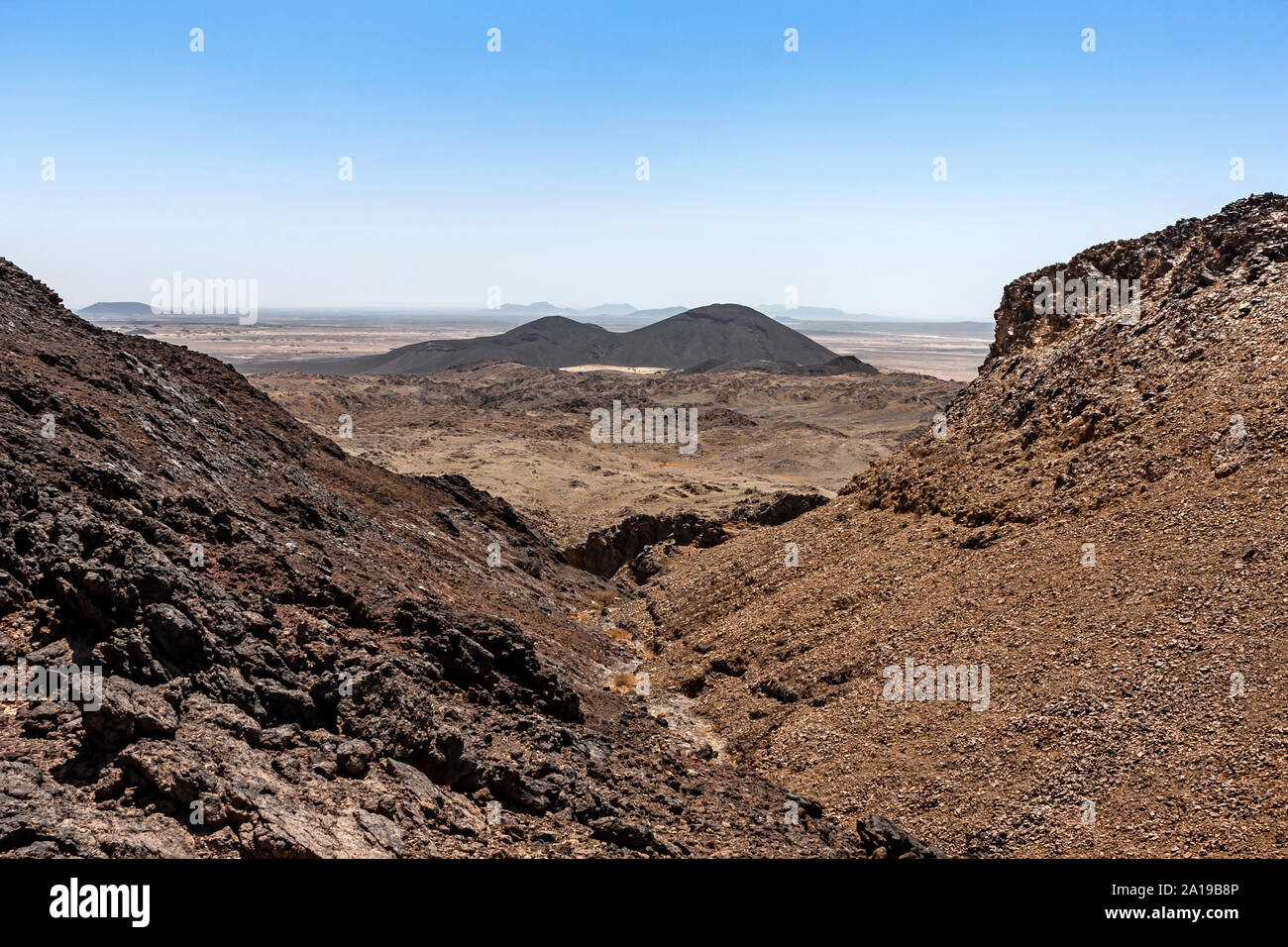 Riesige lava Aufschlüsse aus der Provinz Harrat Kishb, Mekka, Saudi-Arabien Stockfoto