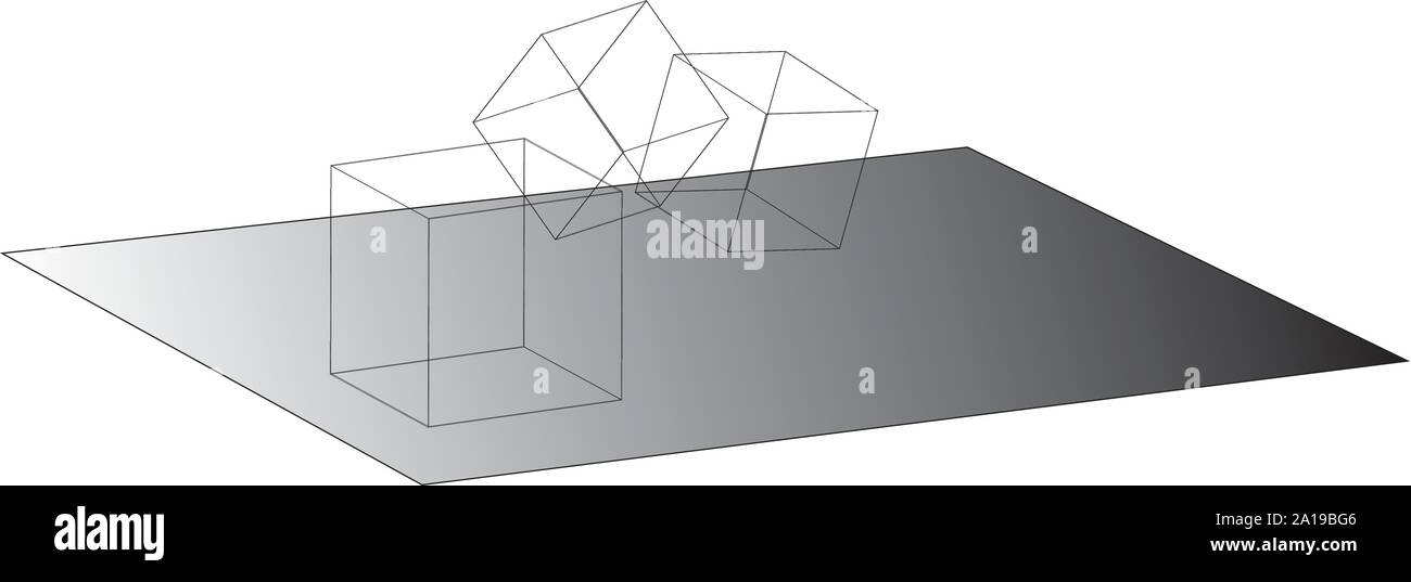 Wireframed Würfel rollen auf schattierte Oberfläche-Vektor Stock Vektor