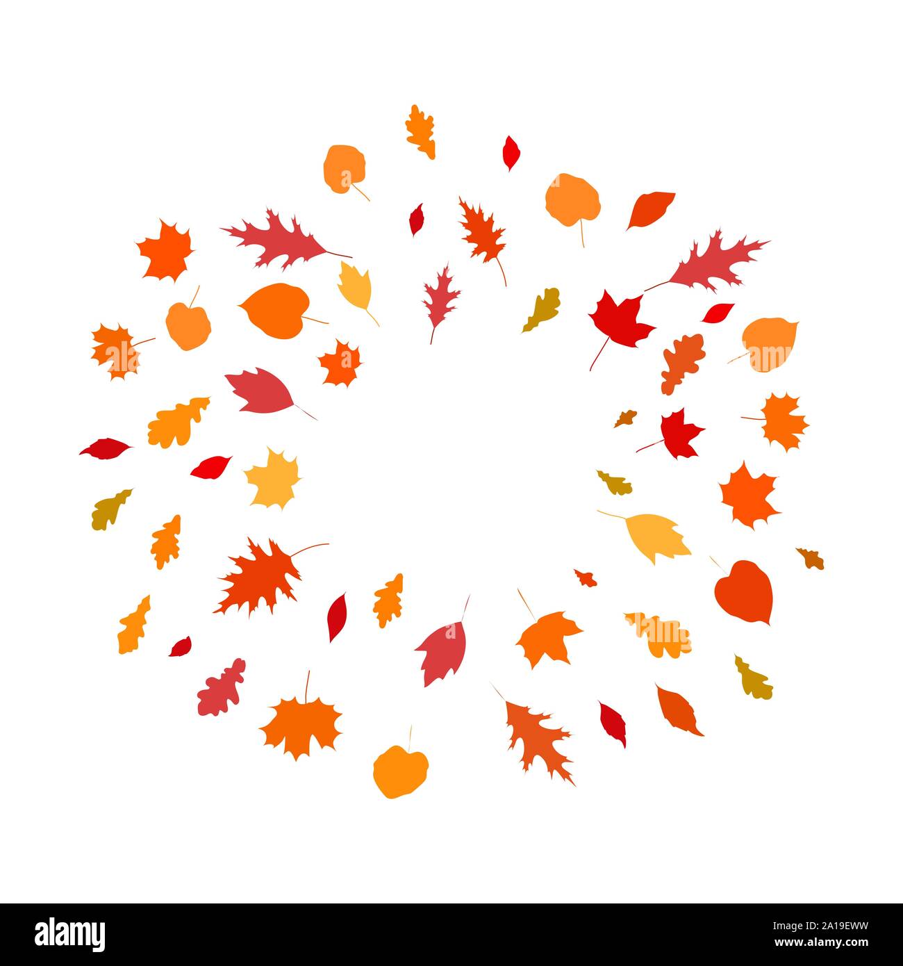 Runden rahmen Vorlage mit Herbstlaub, Kopie, Vektor Illustration, isoliert auf weißem Stock Vektor